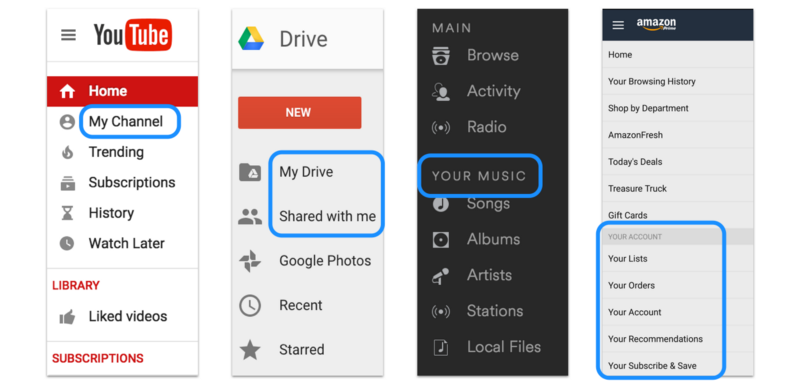 YouTube и Google Drive говорят "мой". Spotify и Amazon говорят "твой"