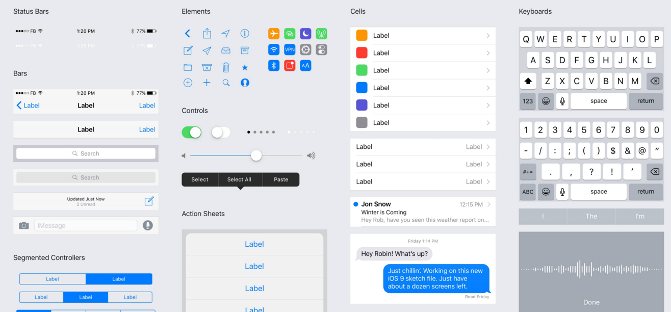 iOS 9 GUI Template from Facebook