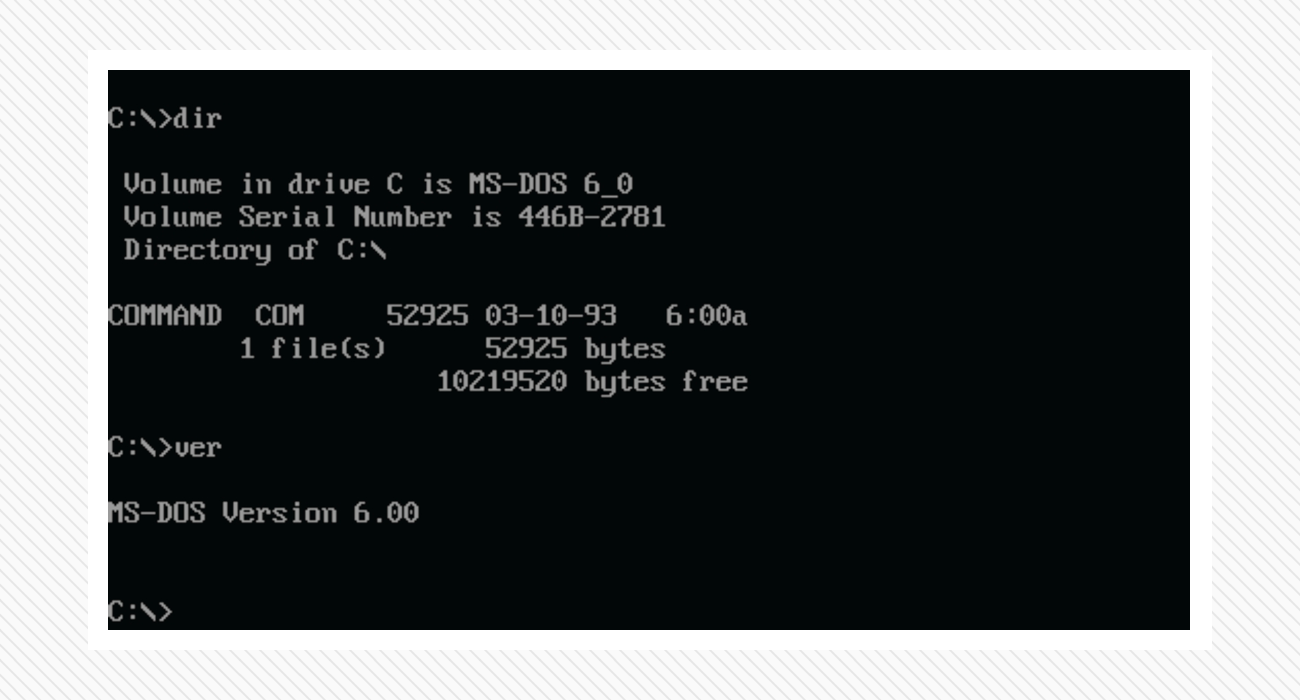Командная строка MS-DOS 6.0.